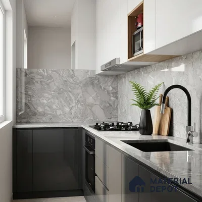 Marble Look Wall & Floor Tile TL 08934 | Glossy Finish 4 ft x 2 ft Vitrified Tile - 9 mm | Suitable For Kitchen, Bathroom, Bedroom & Office