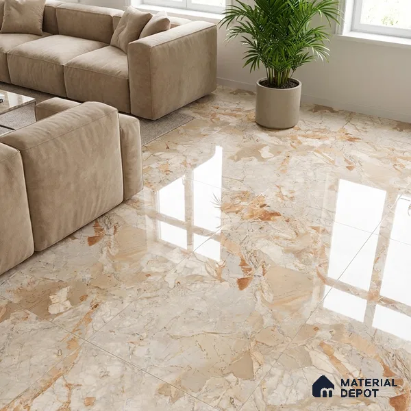 Marble Look Wall & Floor Tile TL 08935 | Glossy Finish 4 ft x 2 ft Vitrified Tile - 9 mm | Suitable For Kitchen, Bathroom, Bedroom & Office