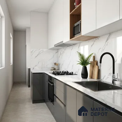 Marble Look Wall & Floor Tile TL 08938 | Glossy Finish 4 ft x 2 ft Vitrified Tile - 9 mm | Suitable For Kitchen, Bathroom, Bedroom & Office