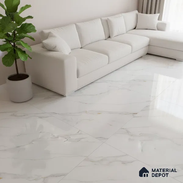 Marble Look Wall & Floor Tile TL 08939 | Glossy Finish 4 ft x 2 ft Vitrified Tile - 9 mm | Suitable For Kitchen, Bathroom, Bedroom & Office