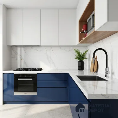 Marble Look Wall & Floor Tile TL 08939 | Glossy Finish 4 ft x 2 ft Vitrified Tile - 9 mm | Suitable For Kitchen, Bathroom, Bedroom & Office