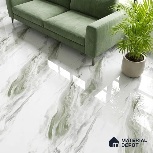 Marble Look Wall & Floor Tile TL 08940 | Glossy Finish 4 ft x 2 ft Vitrified Tile - 9 mm | Suitable For Kitchen, Bathroom, Bedroom & Office