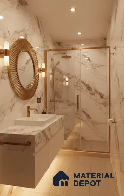 Marble Look Wall & Floor Tile TL 08941 | Glossy Finish 4 ft x 2 ft Vitrified Tile - 9 mm | Suitable For Kitchen, Bathroom, Bedroom & Office
