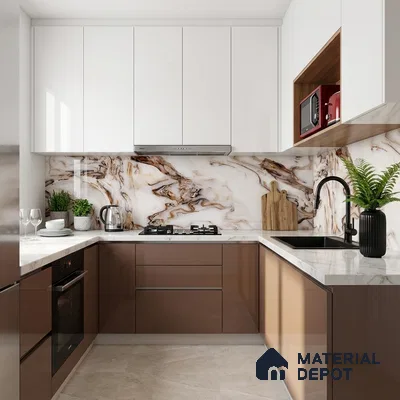 Marble Look Wall & Floor Tile TL 08941 | Glossy Finish 4 ft x 2 ft Vitrified Tile - 9 mm | Suitable For Kitchen, Bathroom, Bedroom & Office