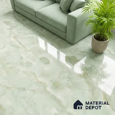 Marble Look Wall & Floor Tile TL 08943 | Glossy Finish 4 ft x 2 ft Vitrified Tile - 9 mm | Suitable For Kitchen, Bathroom, Bedroom & Office