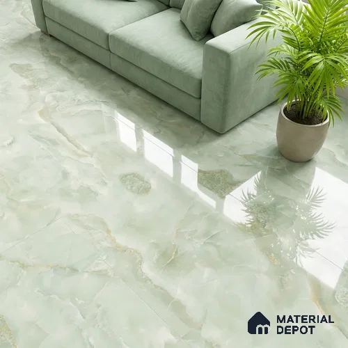 Marble Look Wall & Floor Tile TL 08943 | Glossy Finish 4 ft x 2 ft Vitrified Tile - 9 mm | Suitable For Kitchen, Bathroom, Bedroom & Office