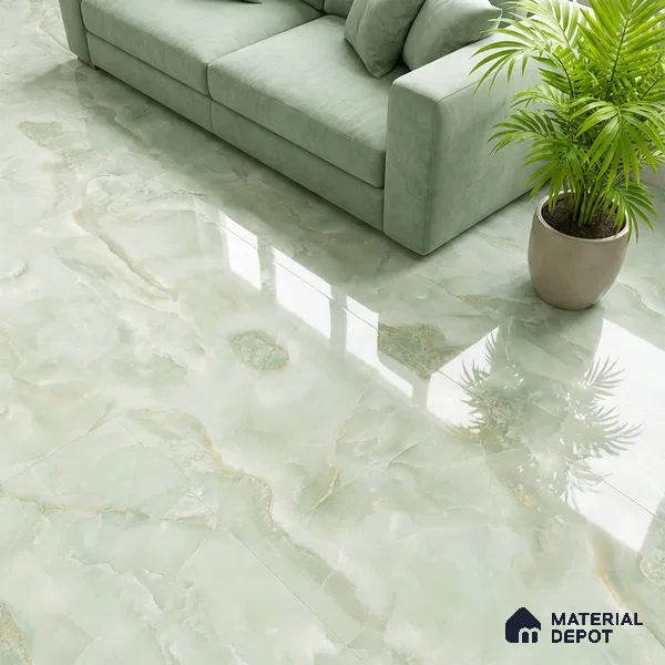 Marble Look Wall & Floor Tile TL 08943 | Glossy Finish 4 ft x 2 ft Vitrified Tile - 9 mm | Suitable For Kitchen, Bathroom, Bedroom & Office
