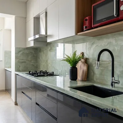 Marble Look Wall & Floor Tile TL 08943 | Glossy Finish 4 ft x 2 ft Vitrified Tile - 9 mm | Suitable For Kitchen, Bathroom, Bedroom & Office