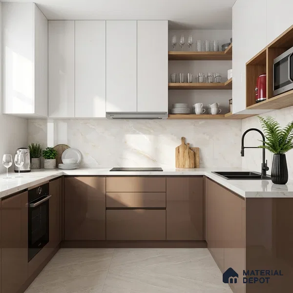 Marble Look Wall & Floor Tile TL 08944 | Glossy Finish 4 ft x 2 ft Vitrified Tile - 9 mm | Suitable For Kitchen, Bathroom, Bedroom & Office