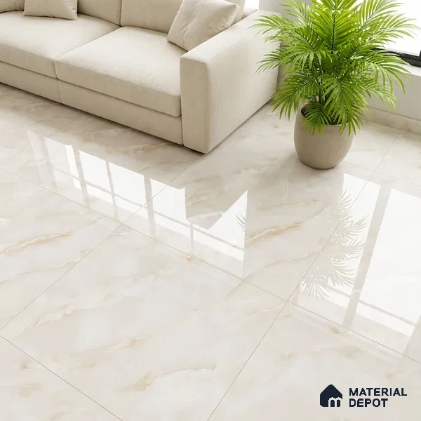 Marble Look Wall & Floor Tile TL 08944 | Glossy Finish 4 ft x 2 ft Vitrified Tile - 9 mm | Suitable For Kitchen, Bathroom, Bedroom & Office
