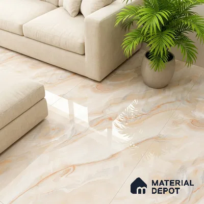 Marble Look Wall & Floor Tile TL 08945 | Glossy Finish 4 ft x 2 ft Vitrified Tile - 9 mm | Suitable For Kitchen, Bathroom, Bedroom & Office