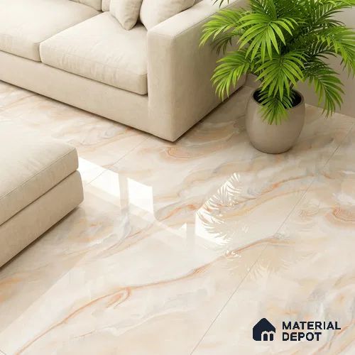 Marble Look Wall & Floor Tile TL 08945 | Glossy Finish 4 ft x 2 ft Vitrified Tile - 9 mm | Suitable For Kitchen, Bathroom, Bedroom & Office