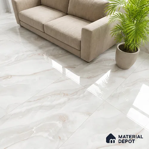 Marble Look Wall & Floor Tile TL 08946 | Glossy Finish 4 ft x 2 ft Vitrified Tile - 9 mm | Suitable For Kitchen, Bathroom, Bedroom & Office