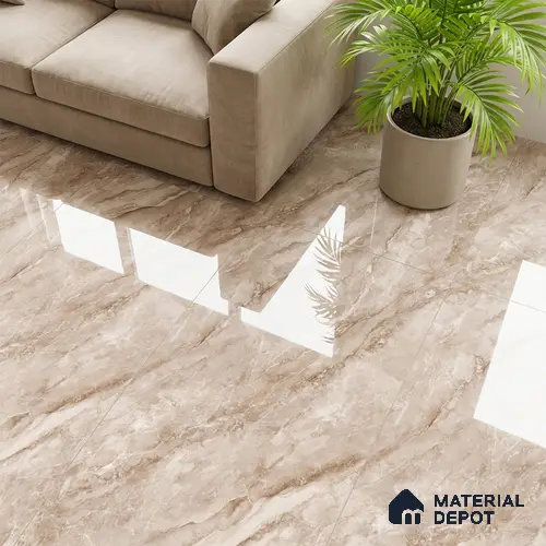 Marble Look Wall & Floor Tile TL 08947 | Glossy Finish 4 ft x 2 ft Vitrified Tile - 9 mm | Suitable For Kitchen, Bathroom, Bedroom & Office