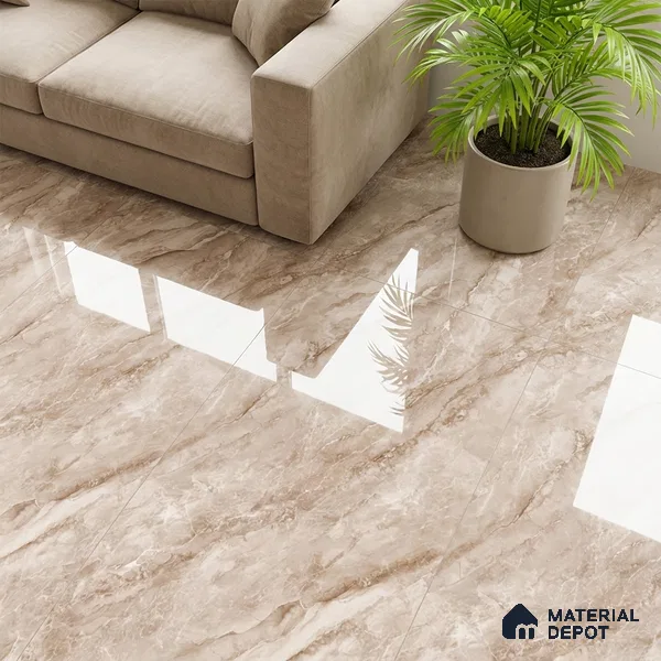 Marble Look Wall & Floor Tile TL 08947 | Glossy Finish 4 ft x 2 ft Vitrified Tile - 9 mm | Suitable For Kitchen, Bathroom, Bedroom & Office