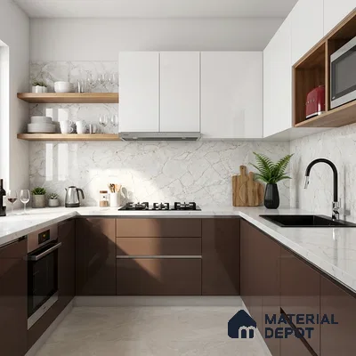 Marble Look Wall & Floor Tile TL 08948 | Glossy Finish 4 ft x 2 ft Vitrified Tile - 9 mm | Suitable For Kitchen, Bathroom, Bedroom & Office