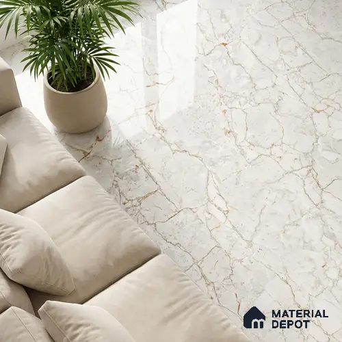 Marble Look Wall & Floor Tile TL 08948 | Glossy Finish 4 ft x 2 ft Vitrified Tile - 9 mm | Suitable For Kitchen, Bathroom, Bedroom & Office