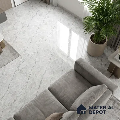 Marble Look Wall & Floor Tile TL 08950 | Glossy Finish 4 ft x 2 ft Vitrified Tile - 9 mm | Suitable For Kitchen, Bathroom, Bedroom & Office