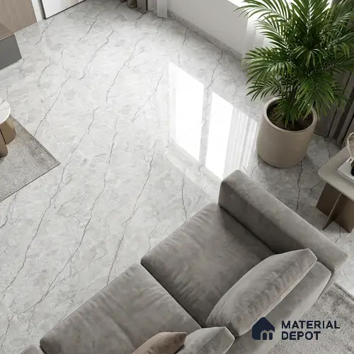 Marble Look Wall & Floor Tile TL 08950 | Glossy Finish 4 ft x 2 ft Vitrified Tile - 9 mm | Suitable For Kitchen, Bathroom, Bedroom & Office