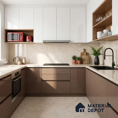 Marble Look Wall & Floor Tile TL 08951 | Glossy Finish 4 ft x 2 ft Vitrified Tile - 9 mm | Suitable For Kitchen, Bathroom, Bedroom & Office