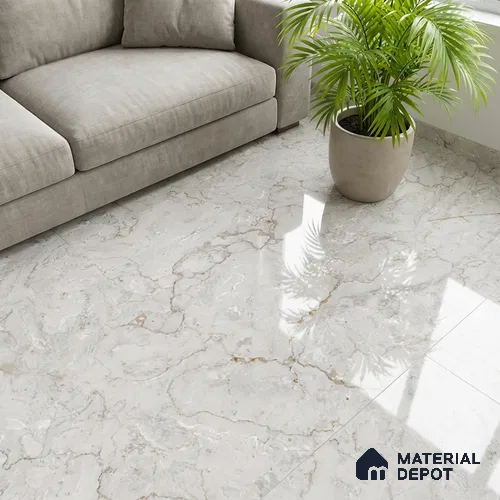 Marble Look Wall & Floor Tile TL 08952 | Glossy Finish 4 ft x 2 ft Vitrified Tile - 9 mm | Suitable For Kitchen, Bathroom, Bedroom & Office