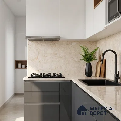 Marble Look Wall & Floor Tile TL 08953 | Glossy Finish 4 ft x 2 ft Vitrified Tile - 9 mm | Suitable For Kitchen, Bathroom, Bedroom & Office