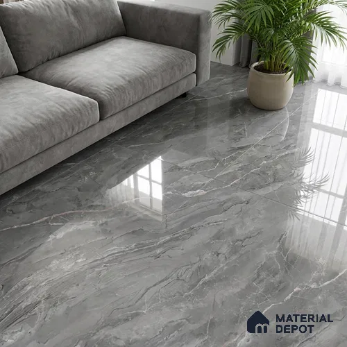 Marble Look Wall & Floor Tile TL 08954 | Glossy Finish 4 ft x 2 ft Vitrified Tile - 9 mm | Suitable For Kitchen, Bathroom, Bedroom & Office
