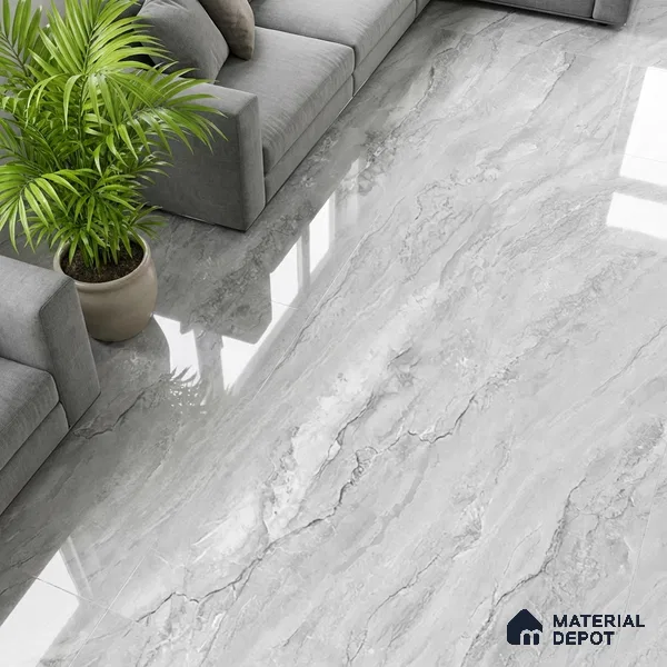 Marble Look Wall & Floor Tile TL 08955 | Glossy Finish 4 ft x 2 ft Vitrified Tile - 9 mm | Suitable For Kitchen, Bathroom, Bedroom & Office