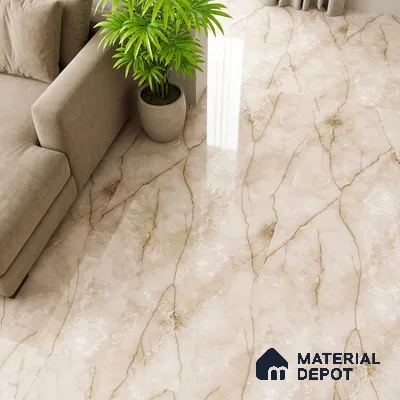 Marble Look Wall & Floor Tile TL 08956 | Glossy Finish 4 ft x 2 ft Vitrified Tile - 9 mm | Suitable For Kitchen, Bathroom, Bedroom & Office