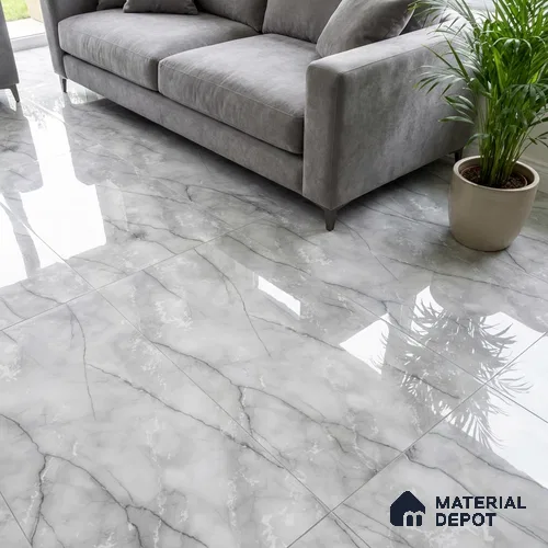 Marble Look Wall & Floor Tile TL 08957 | Glossy Finish 4 ft x 2 ft Vitrified Tile - 9 mm | Suitable For Kitchen, Bathroom, Bedroom & Office