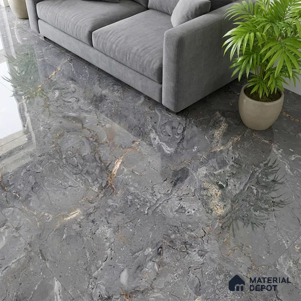 Marble Look Wall & Floor Tile TL 08958 | Glossy Finish 4 ft x 2 ft Vitrified Tile - 9 mm | Suitable For Kitchen, Bathroom, Bedroom & Office