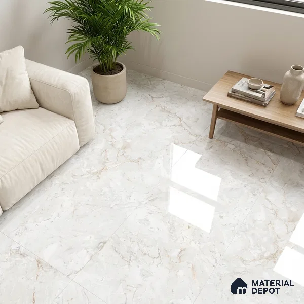 Marble Look Wall & Floor Tile TL 08959 | Glossy Finish 4 ft x 2 ft Vitrified Tile - 9 mm | Suitable For Kitchen, Bathroom, Bedroom & Office