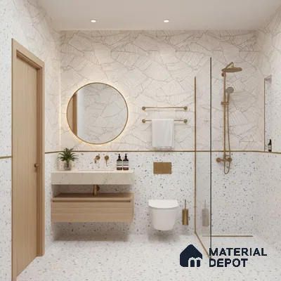Terrazzo Wall & Floor Tile TL 08963 | Glossy Finish 4 ft x 2 ft Vitrified Tile - 9 mm | Suitable For Kitchen, Bathroom, Bedroom & Office