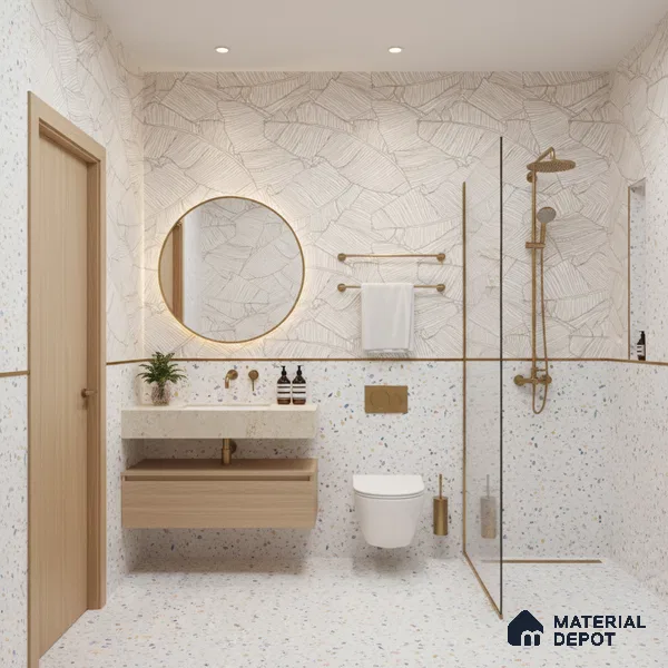 Terrazzo Wall & Floor Tile TL 08963 | Glossy Finish 4 ft x 2 ft Vitrified Tile - 9 mm | Suitable For Kitchen, Bathroom, Bedroom & Office
