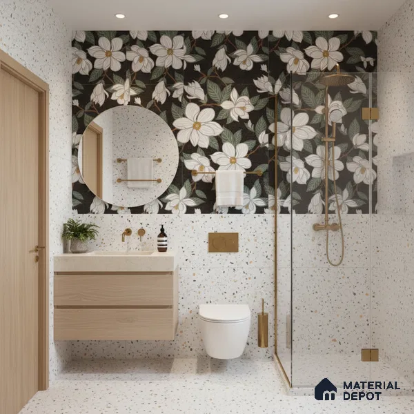 Terrazzo Wall & Floor Tile TL 08963 | Glossy Finish 4 ft x 2 ft Vitrified Tile - 9 mm | Suitable For Kitchen, Bathroom, Bedroom & Office