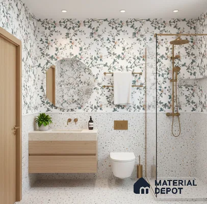 Terrazzo Wall & Floor Tile TL 08963 | Glossy Finish 4 ft x 2 ft Vitrified Tile - 9 mm | Suitable For Kitchen, Bathroom, Bedroom & Office