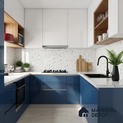 Terrazzo Wall & Floor Tile TL 08963 | Glossy Finish 4 ft x 2 ft Vitrified Tile - 9 mm | Suitable For Kitchen, Bathroom, Bedroom & Office