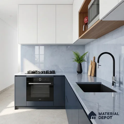 Stone Look Wall & Floor Tile TL 08971 | Glossy Finish 4 ft x 2 ft Vitrified Tile - 9 mm | Suitable For Kitchen, Bathroom, Bedroom & Office