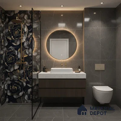 Floral Wall Tile TL 08973 | Glossy Finish 4 ft x 2 ft Vitrified Tile - 9 mm | Suitable For Kitchen, Bathroom, Bedroom & Office