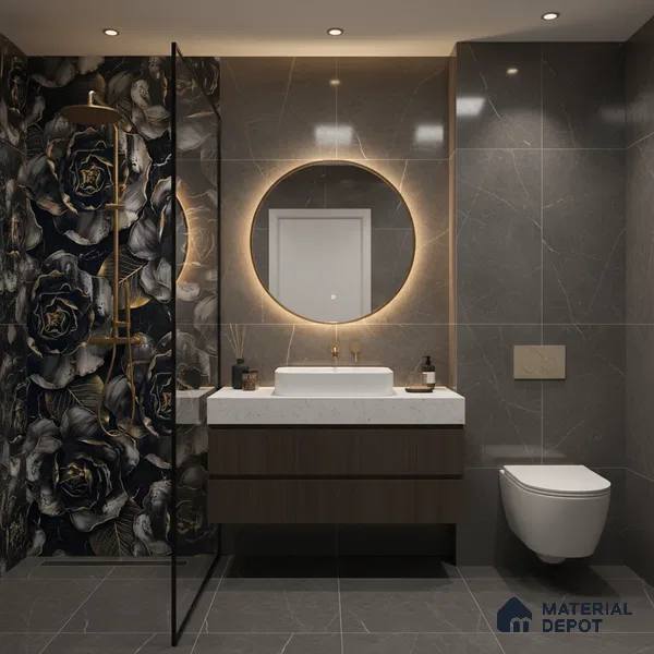 Floral Wall Tile TL 08973 | Glossy Finish 4 ft x 2 ft Vitrified Tile - 9 mm | Suitable For Kitchen, Bathroom, Bedroom & Office