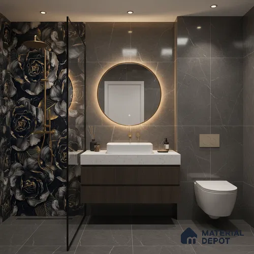 Floral Wall Tile TL 08973 | Glossy Finish 4 ft x 2 ft Vitrified Tile - 9 mm | Suitable For Kitchen, Bathroom, Bedroom & Office