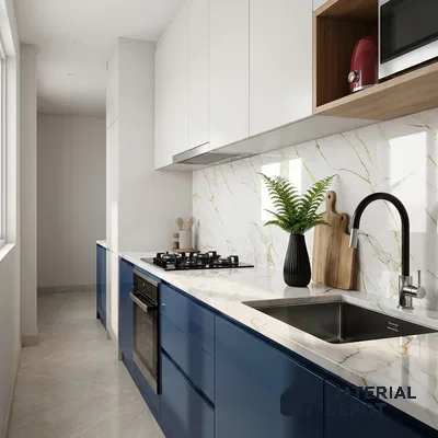 Marble Look Wall & Floor Tile TL 08975 | Glossy Finish 4 ft x 2 ft Vitrified Tile - 9 mm | Suitable For Kitchen, Bathroom, Bedroom & Office