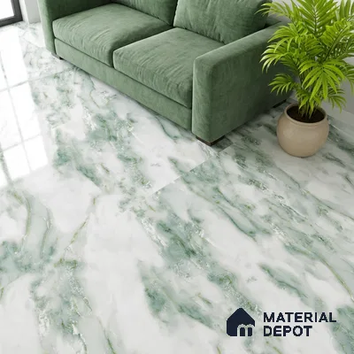 Marble Look Wall & Floor Tile TL 08979 | Glossy Finish 4 ft x 2 ft Vitrified Tile - 9 mm | Suitable For Kitchen, Bathroom, Bedroom & Office