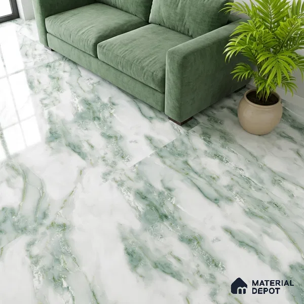 Marble Look Wall & Floor Tile TL 08979 | Glossy Finish 4 ft x 2 ft Vitrified Tile - 9 mm | Suitable For Kitchen, Bathroom, Bedroom & Office
