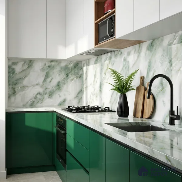 Marble Look Wall & Floor Tile TL 08979 | Glossy Finish 4 ft x 2 ft Vitrified Tile - 9 mm | Suitable For Kitchen, Bathroom, Bedroom & Office