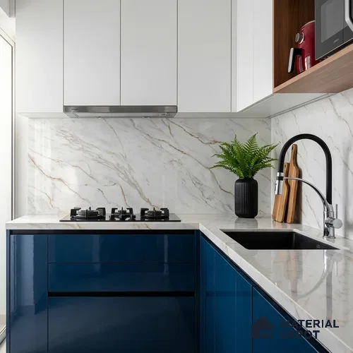 Marble Look Wall & Floor Tile TL 08980 | Glossy Finish 4 ft x 2 ft Vitrified Tile - 9 mm | Suitable For Kitchen, Bathroom, Bedroom & Office