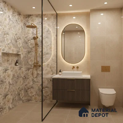 Floral Wall Tile TL 08982 | Glossy Finish 4 ft x 2 ft Vitrified Tile - 9 mm | Suitable for Bathroom, Accent/Feature Wall, Bedroom