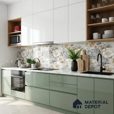 Floral Wall Tile TL 08982 | Glossy Finish 4 ft x 2 ft Vitrified Tile - 9 mm | Suitable for Bathroom, Accent/Feature Wall, Bedroom