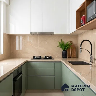 Marble Look Wall & Floor Tile TL 08983 | Glossy Finish 4 ft x 2 ft Vitrified Tile - 9 mm | Suitable For Kitchen, Bathroom, Bedroom & Office