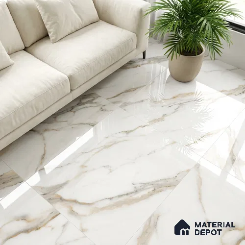 Marble Look Wall & Floor Tile TL 08985 | Glossy Finish 4 ft x 2 ft Vitrified Tile - 9 mm | Suitable For Kitchen, Bathroom, Bedroom & Office